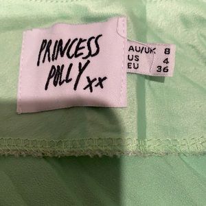 green silk princess polly skirt with slit